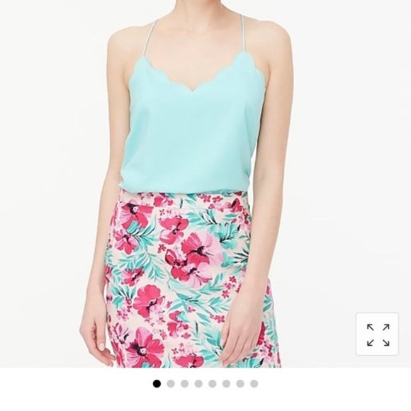 J. Crew Tops - NWT J. Crew Aqua Scallop Trimmed Tank Cami Women's 10